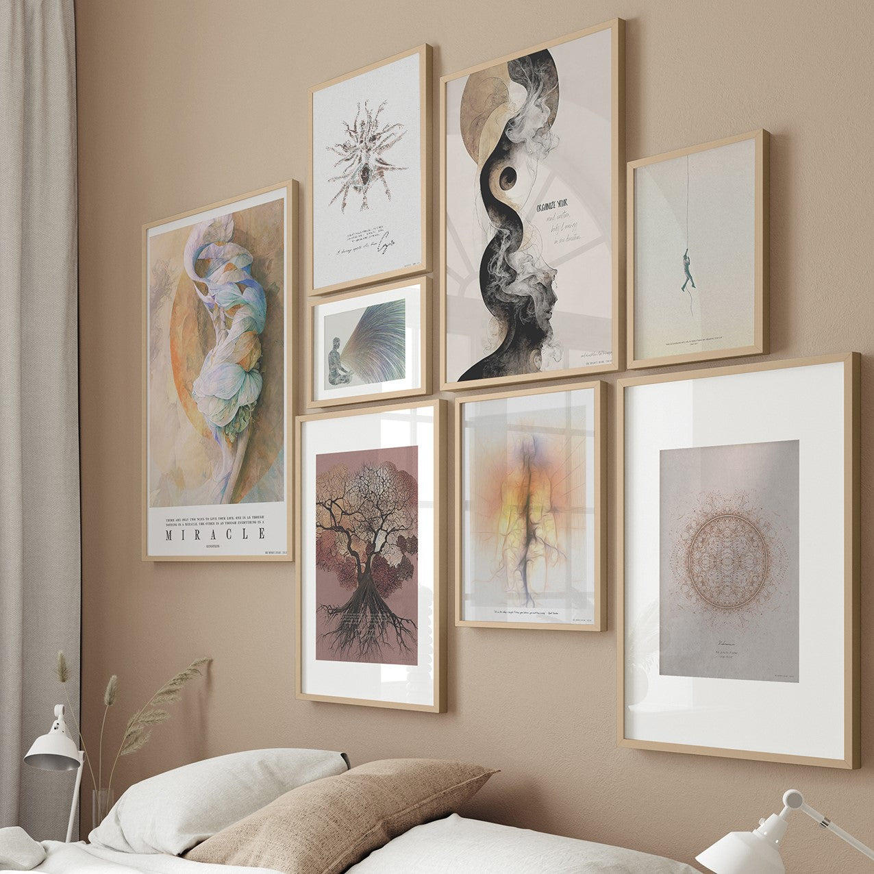 Mindful Heart - Poster Wall No. 7 - With Oak Frames (Acrylic Glass)