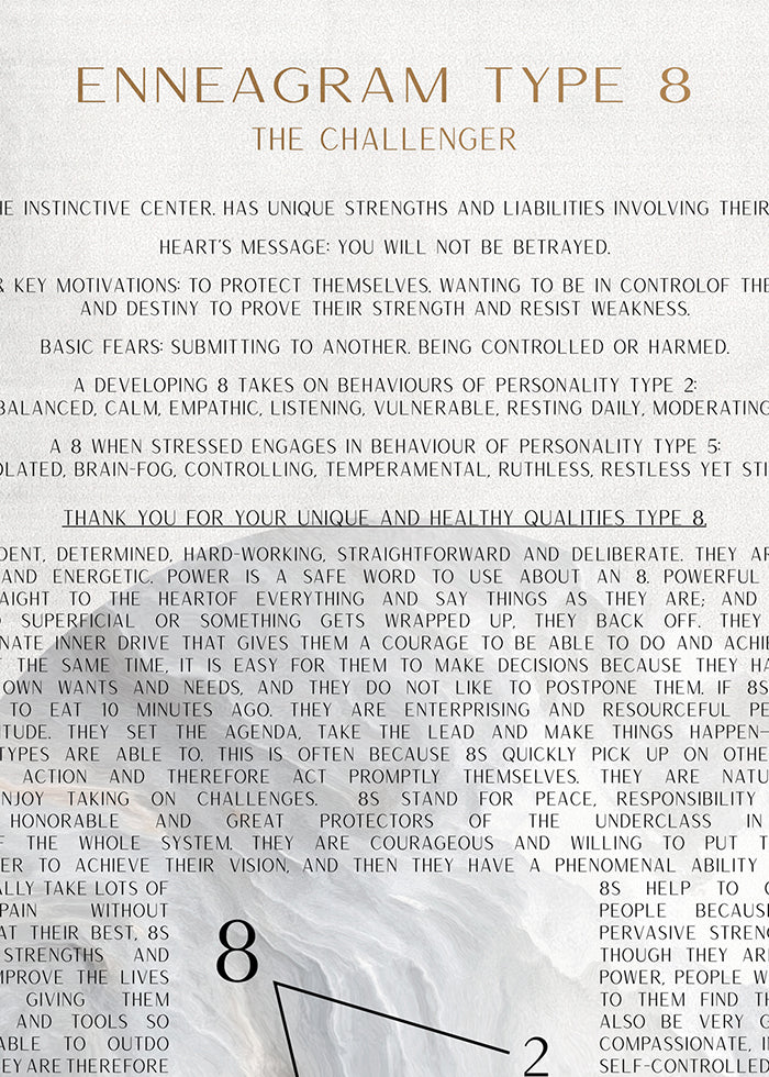 ChiCura Posters ENNEAGRAM TYPE 8 Posters / Enneagram 1. English Poster Quotes