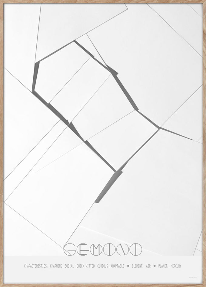 ChiCura Posters Gemini - The Twins - 70x100cm Posters / Zodiac Signs Black / White