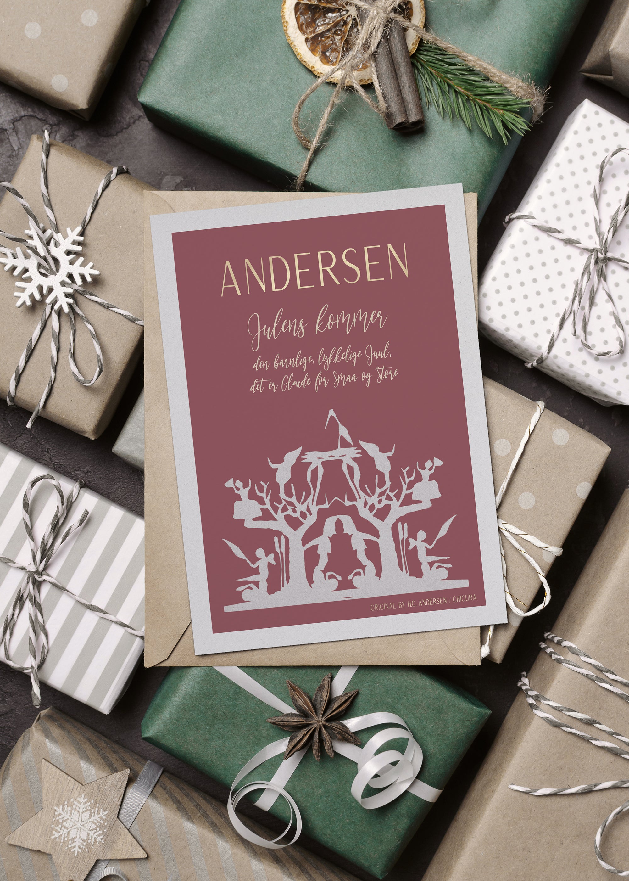 ChiCura Living, Art & Frames H.C. Andersen - Julens Kommen Art Cards Christmas 2. Dansk Plakat Citater
