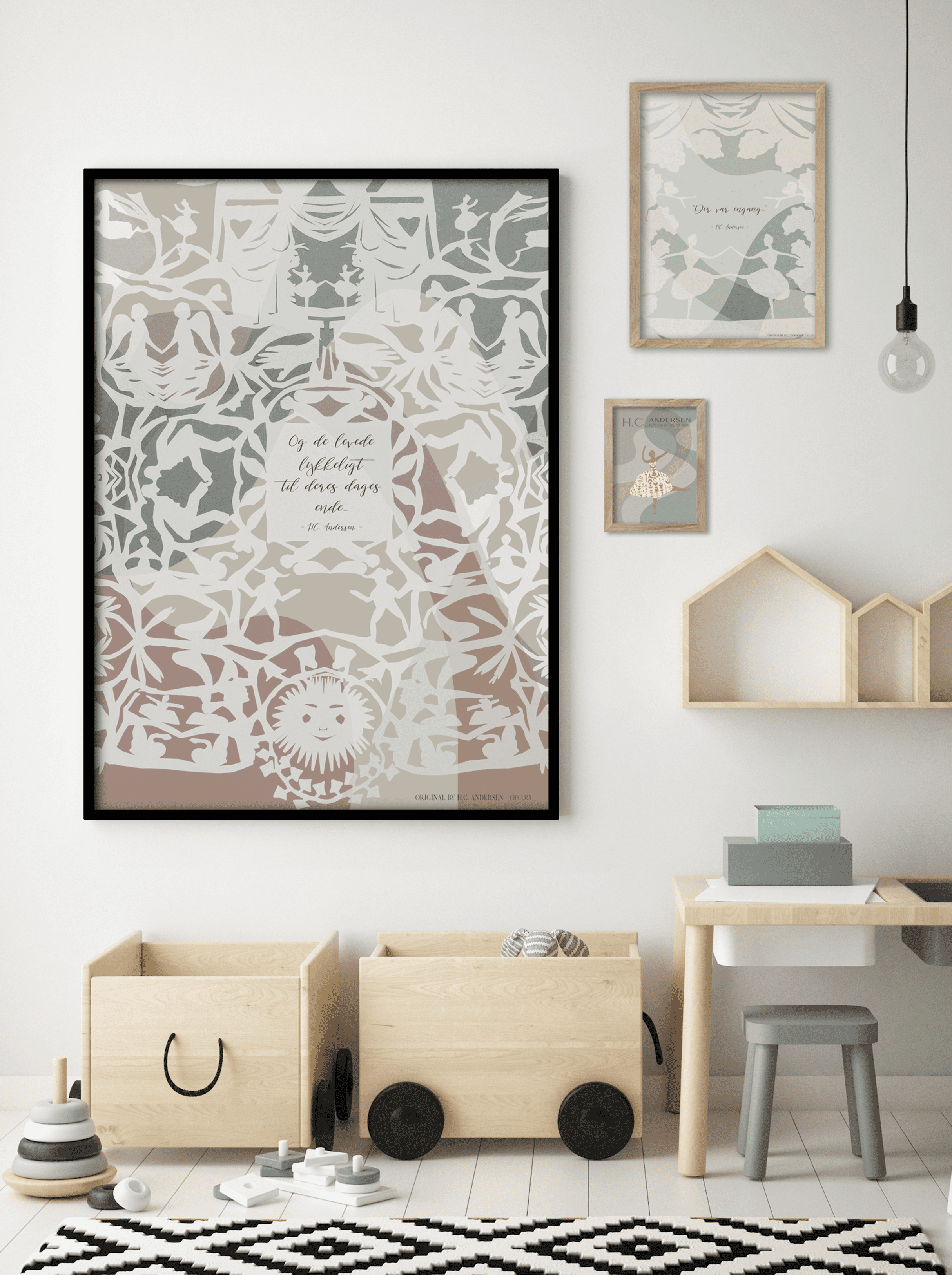 ChiCura Living, Art & Frames H.C. Andersen - Levede Lykkeligt Art Cards Kids 2. Dansk Plakat Citater