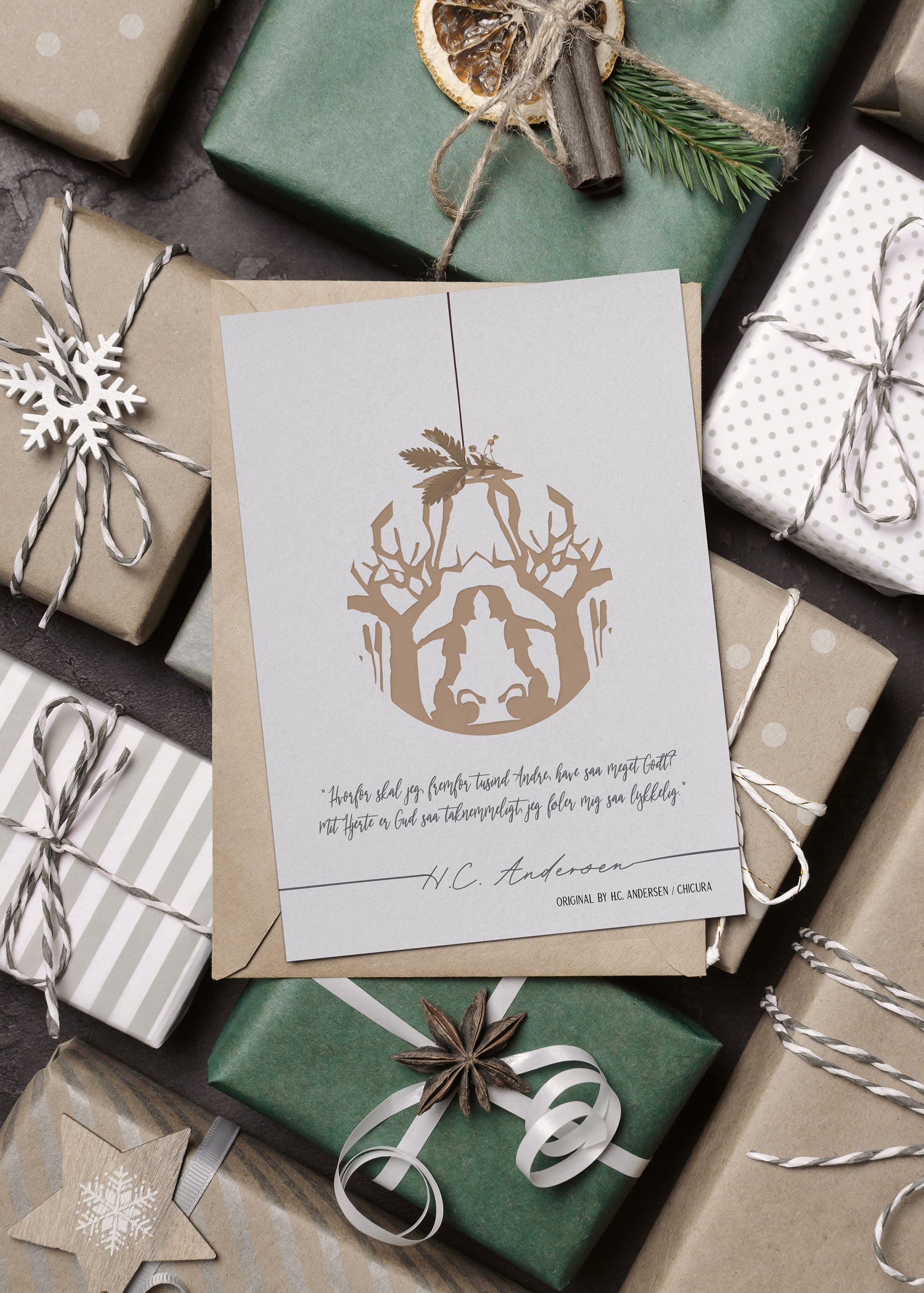 ChiCura Living, Art & Frames H.C. Andersen - Taknemmeligt Hjerte Art Cards Christmas 2. Dansk Plakat Citater