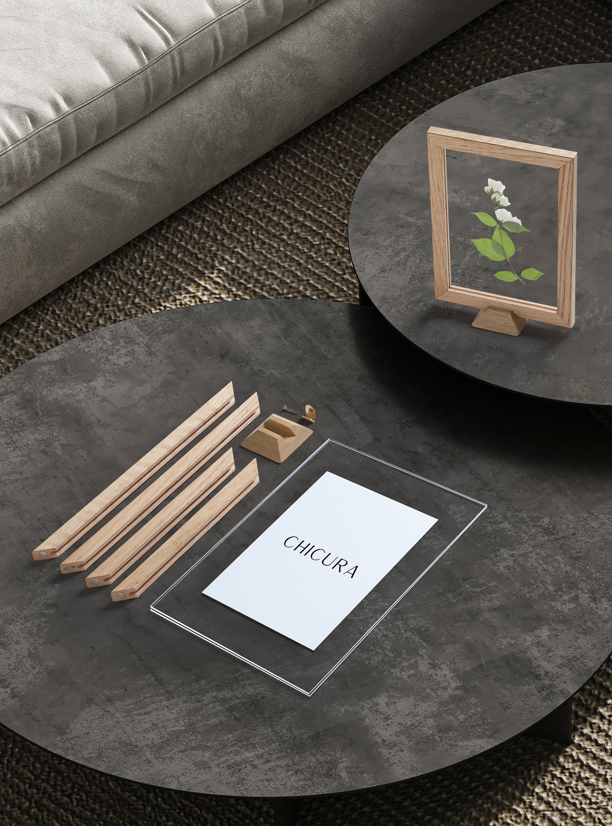 ChiCura Living, Art & Frames Linia Transparent Ramme - A5 - Egetræ Inkl. Støttefod Frames / Transparent Oak