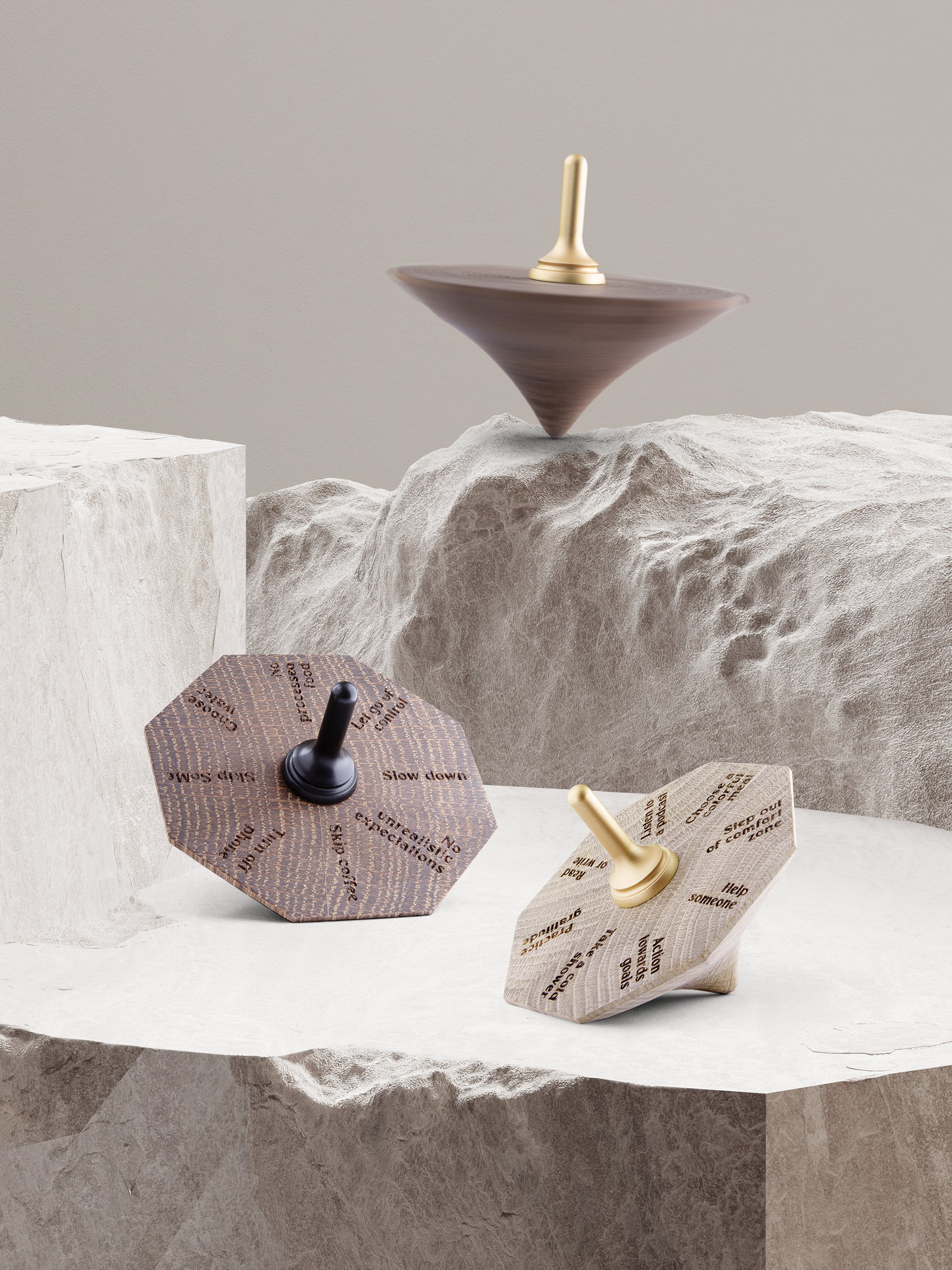 ChiCura Living, Art & Frames Spinning Top - The Soul Pleaser Living / The Mindful Heart Oak / Brass