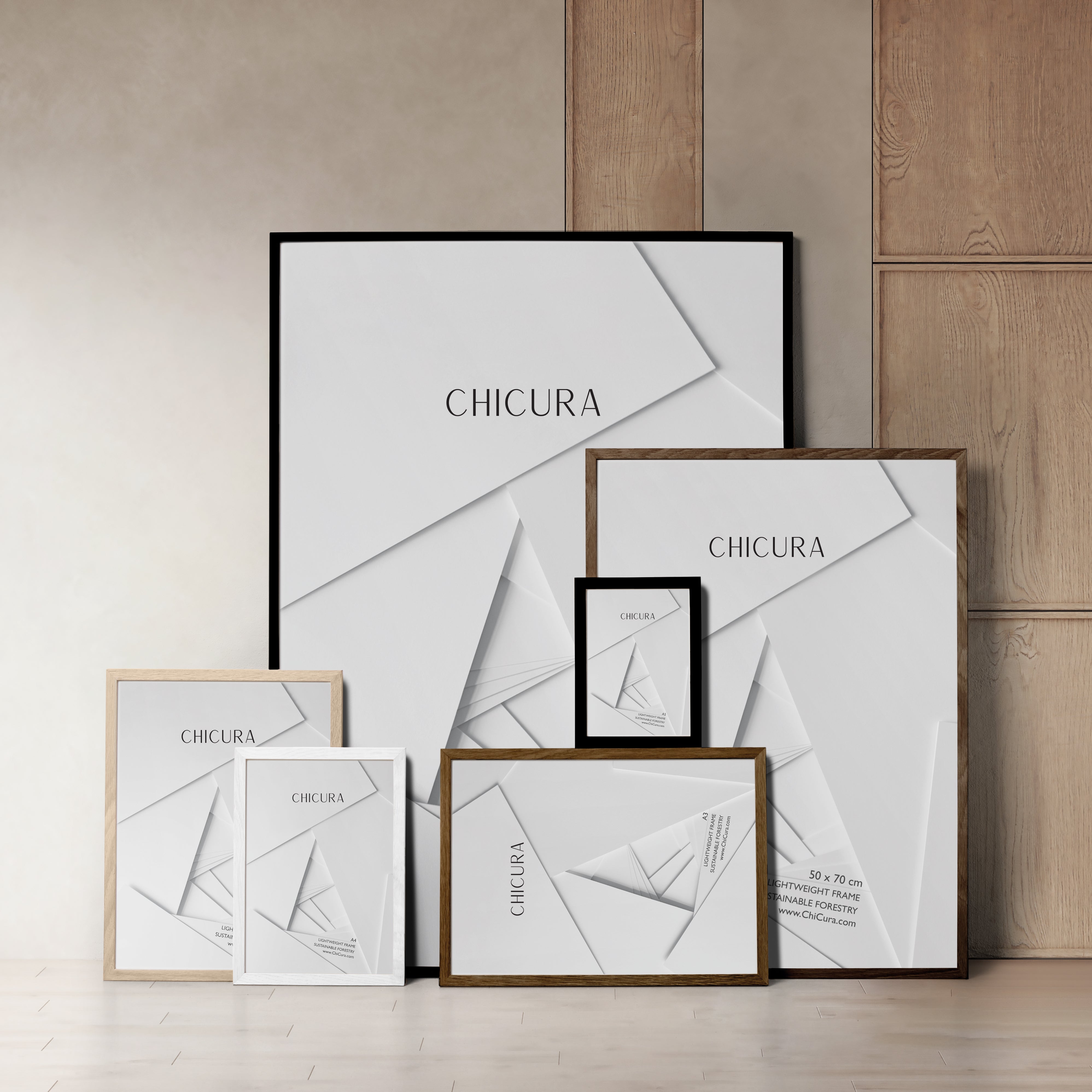 ChiCura Living, Art & Frames Træramme - 25x50cm - Egetræ - Glas Frames / Wood Oak