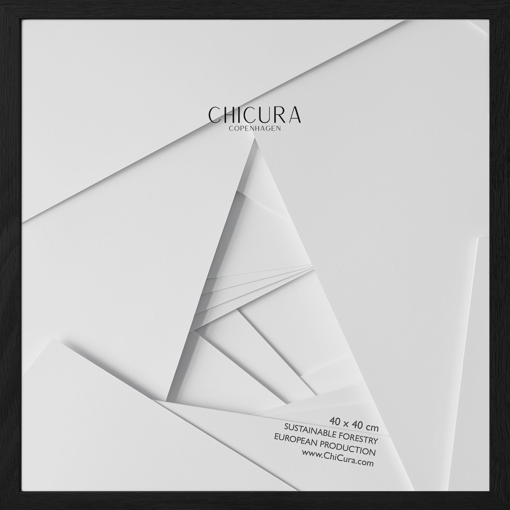 ChiCura Living, Art & Frames Træramme - 40x40cm - Sort - Glas Frames / Wood Solid Black