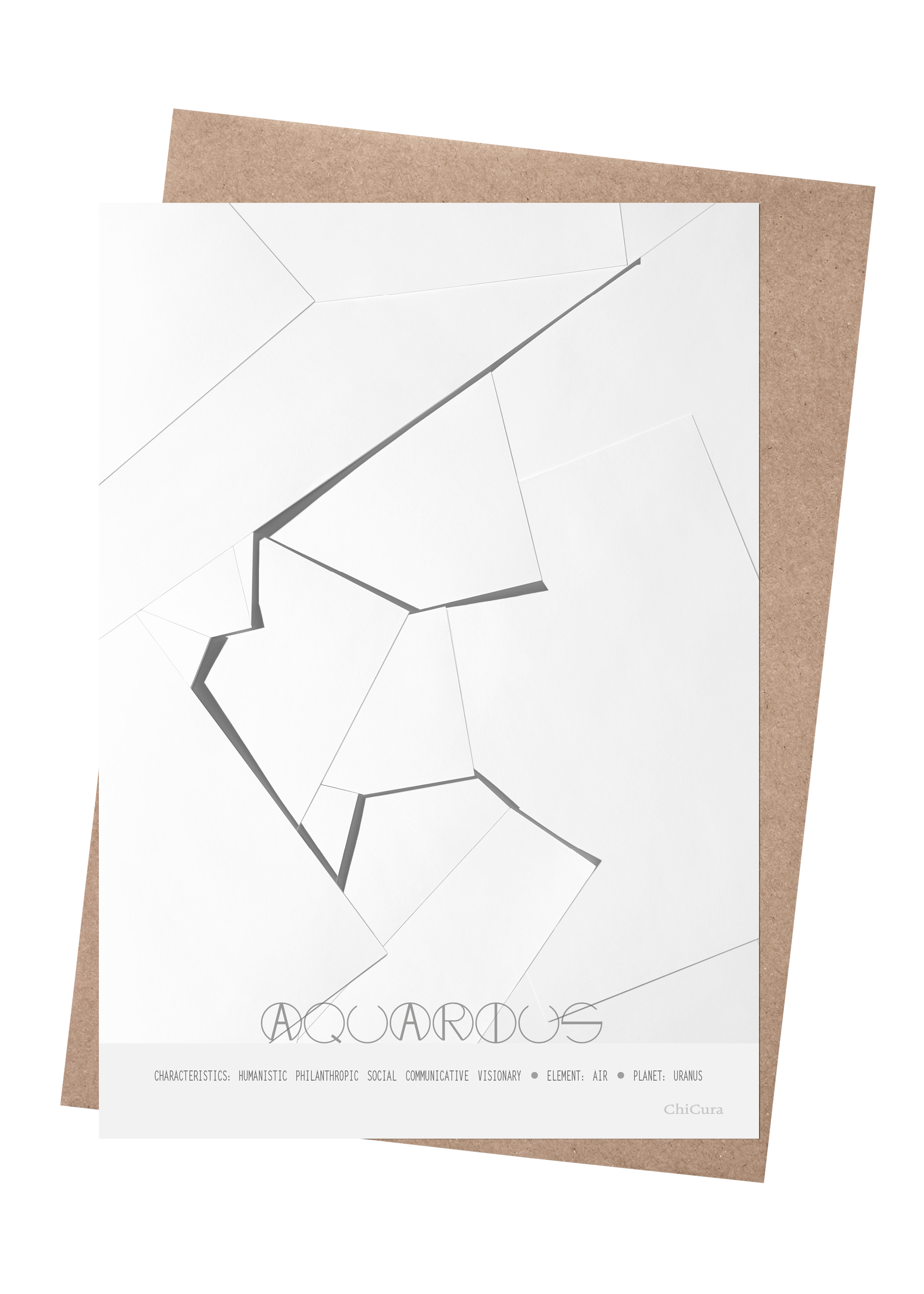 ChiCura Living, Art & Frames Aquarius - The Water Bearer - A5 Posters / Zodiac Signs Black / White