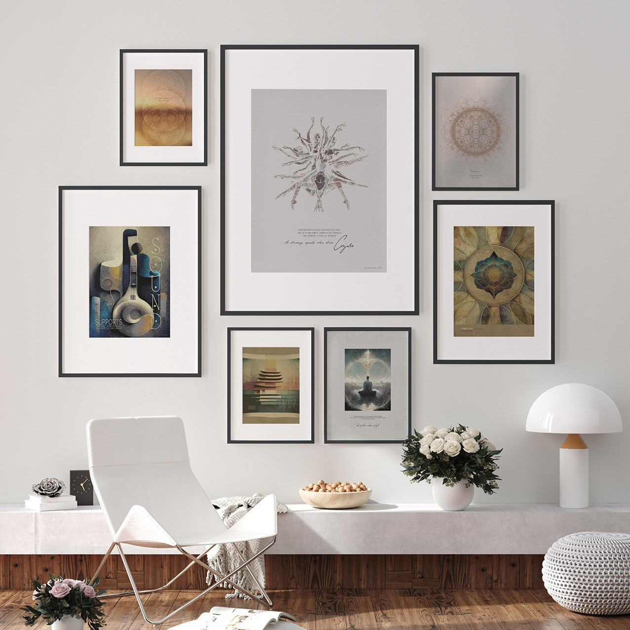 Mindful Heart - Billedvæg Nr. 10 - Med Sorte Rammer (Glas)