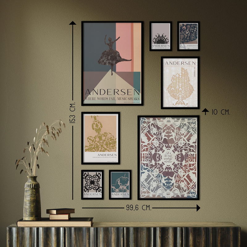 HC Andersen - Picture wall no. 1 - With oak frames