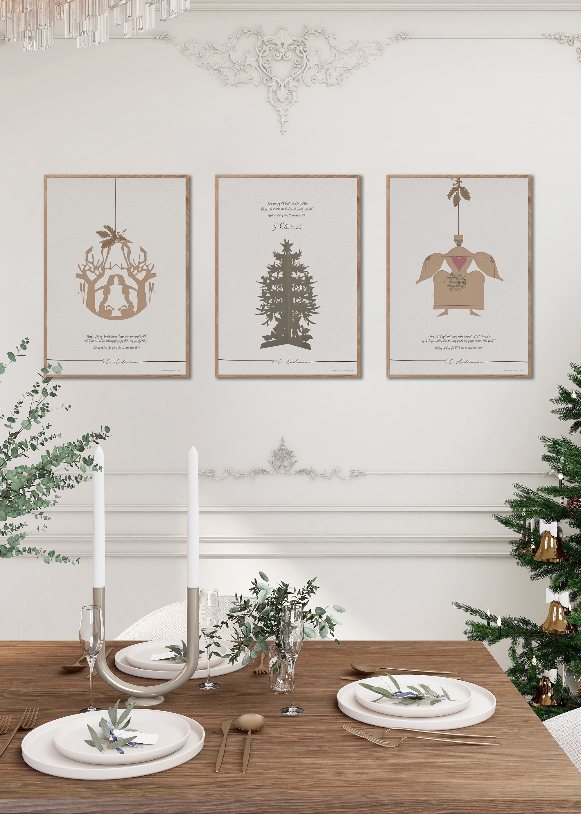 ChiCura Posters H.C. Andersen - Første Smukke Træ Posters / H.C. Andersen Christmas 2. Dansk Plakat Citater