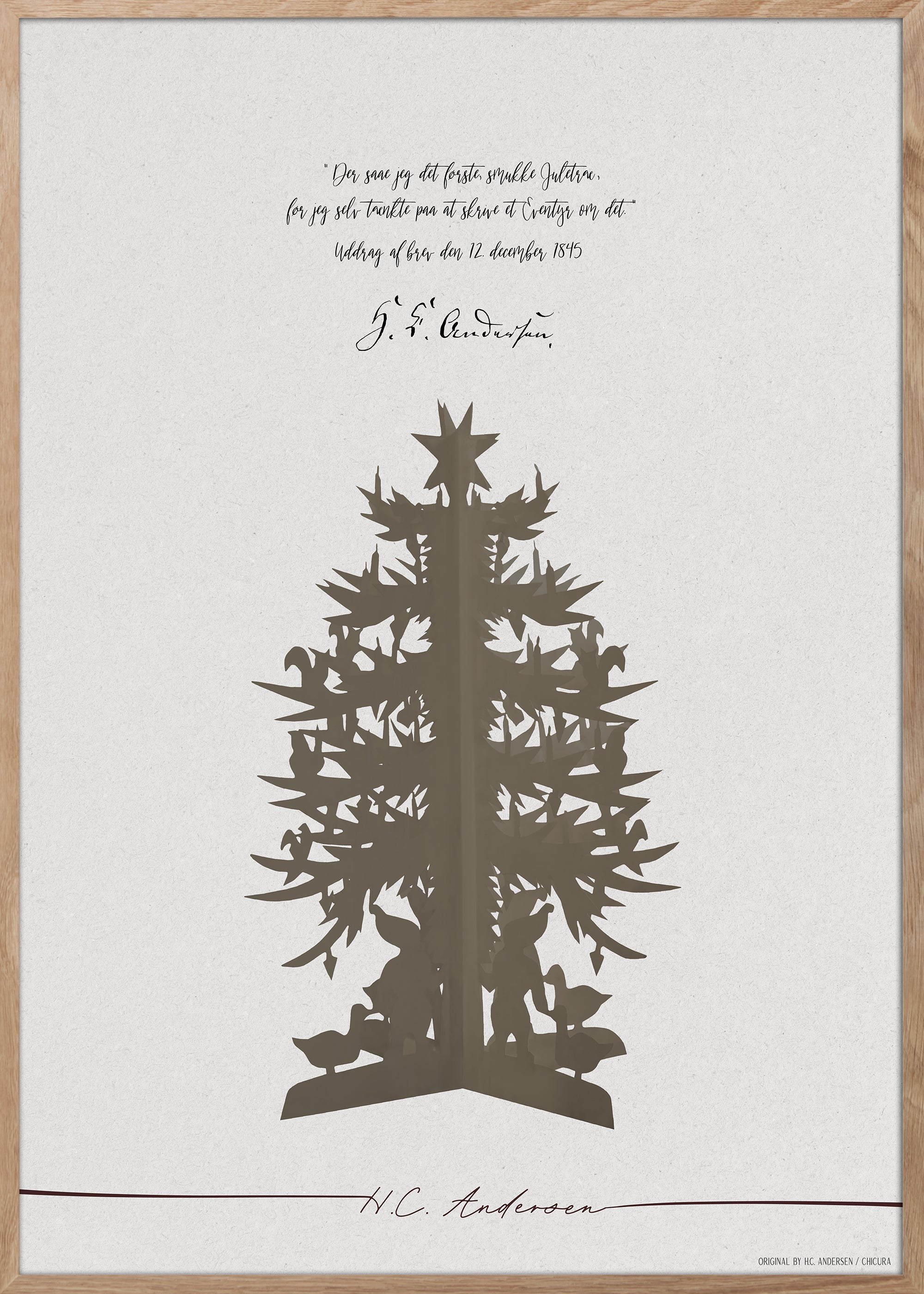 ChiCura Posters H.C. Andersen - Første Smukke Træ Posters / H.C. Andersen Christmas 2. Dansk Plakat Citater