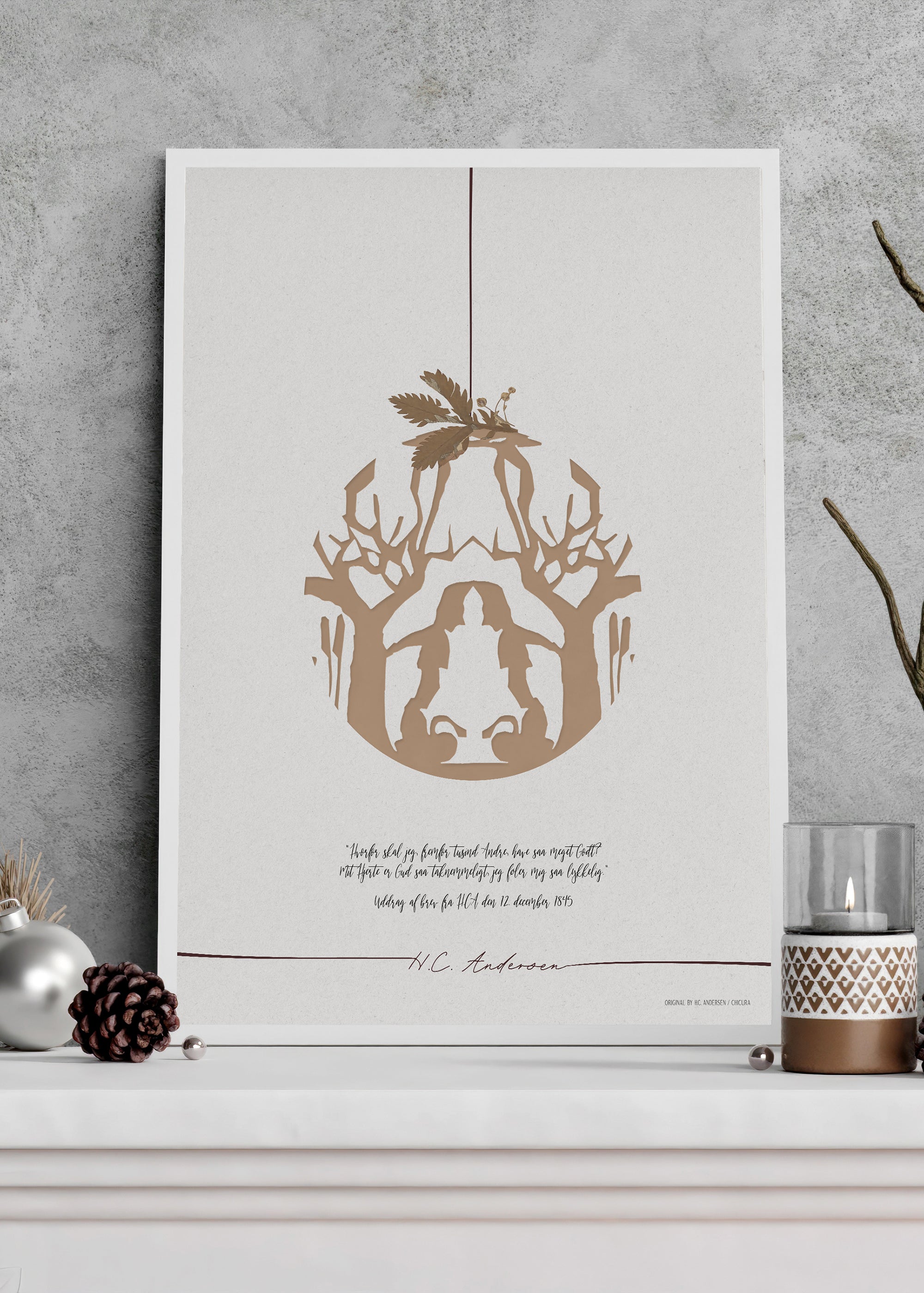 ChiCura Posters H.C. Andersen - Taknemmeligt Hjerte Posters / H.C. Andersen Christmas 2. Dansk Plakat Citater