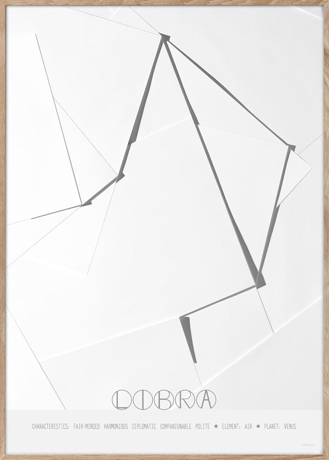 ChiCura Posters Libra - The Scales - 50x70cm Posters / Zodiac Signs Black / White
