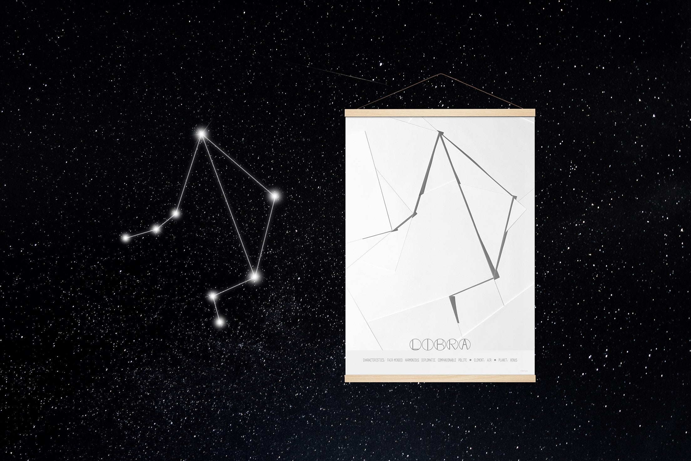 ChiCura Living, Art & Frames Libra - The Scales - A5 Posters / Zodiac Signs Black / White