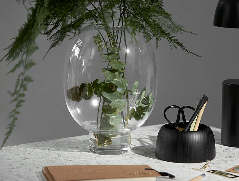 ChiCura Living, Art & Frames Morchella Vase Oak/Clear Glass, h. 27 cm Living / Containers & Vases Oak / Clear