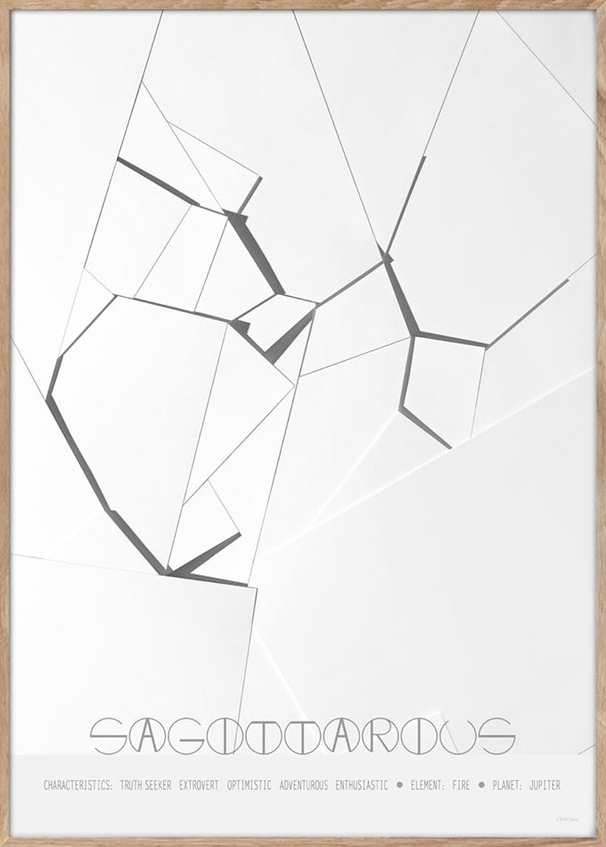 ChiCura Posters Sagittarius - The Archer - 50x70cm Posters / Zodiac Signs Black / White