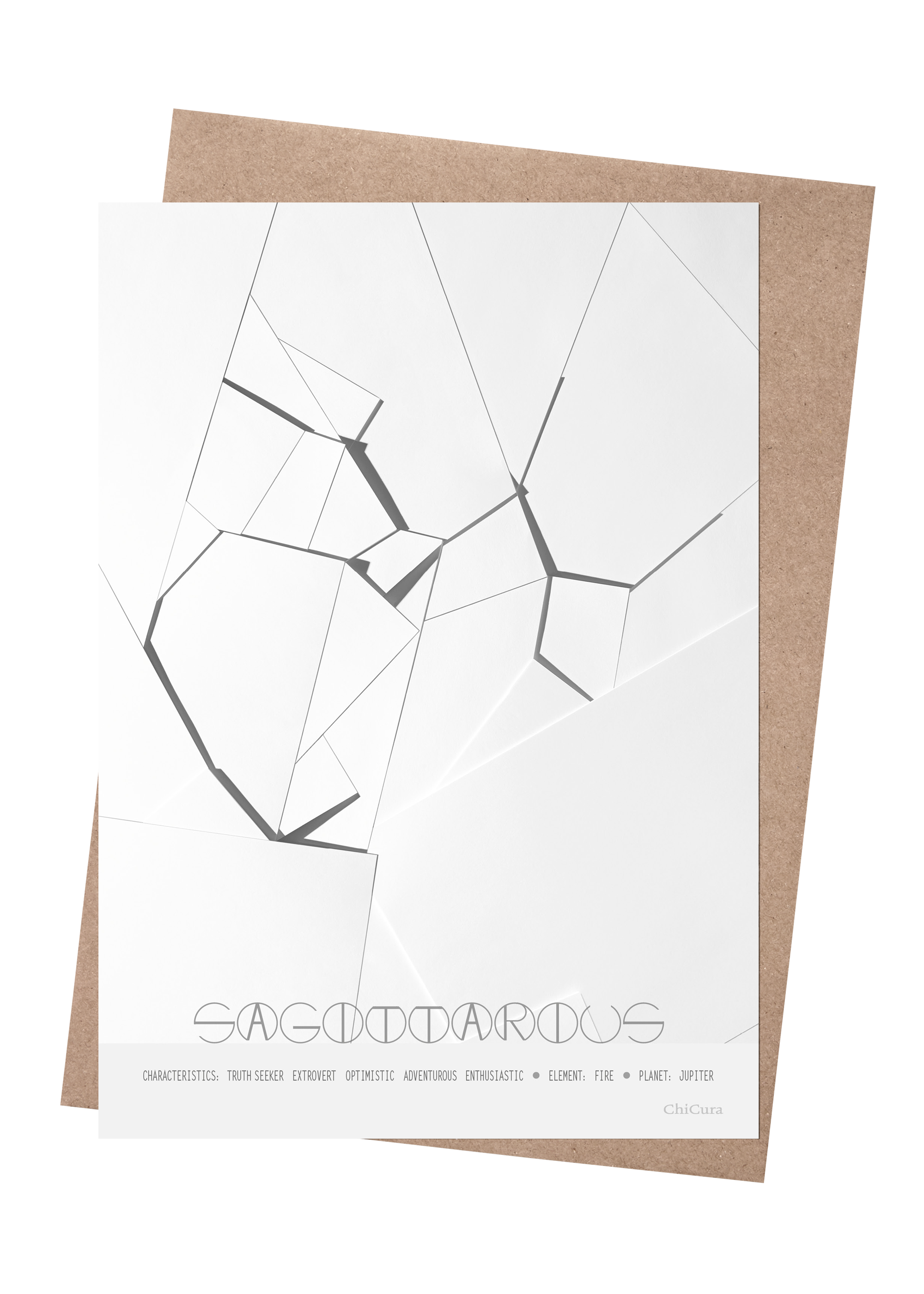 ChiCura Living, Art & Frames Sagittarius - The Archer - A5 Posters / Zodiac Signs Black / White