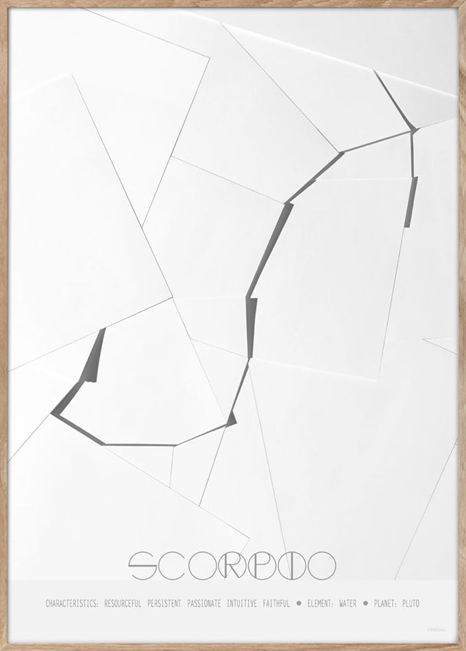ChiCura Posters Scorpio - The Scorpion - A3 Posters / Zodiac Signs Black / White
