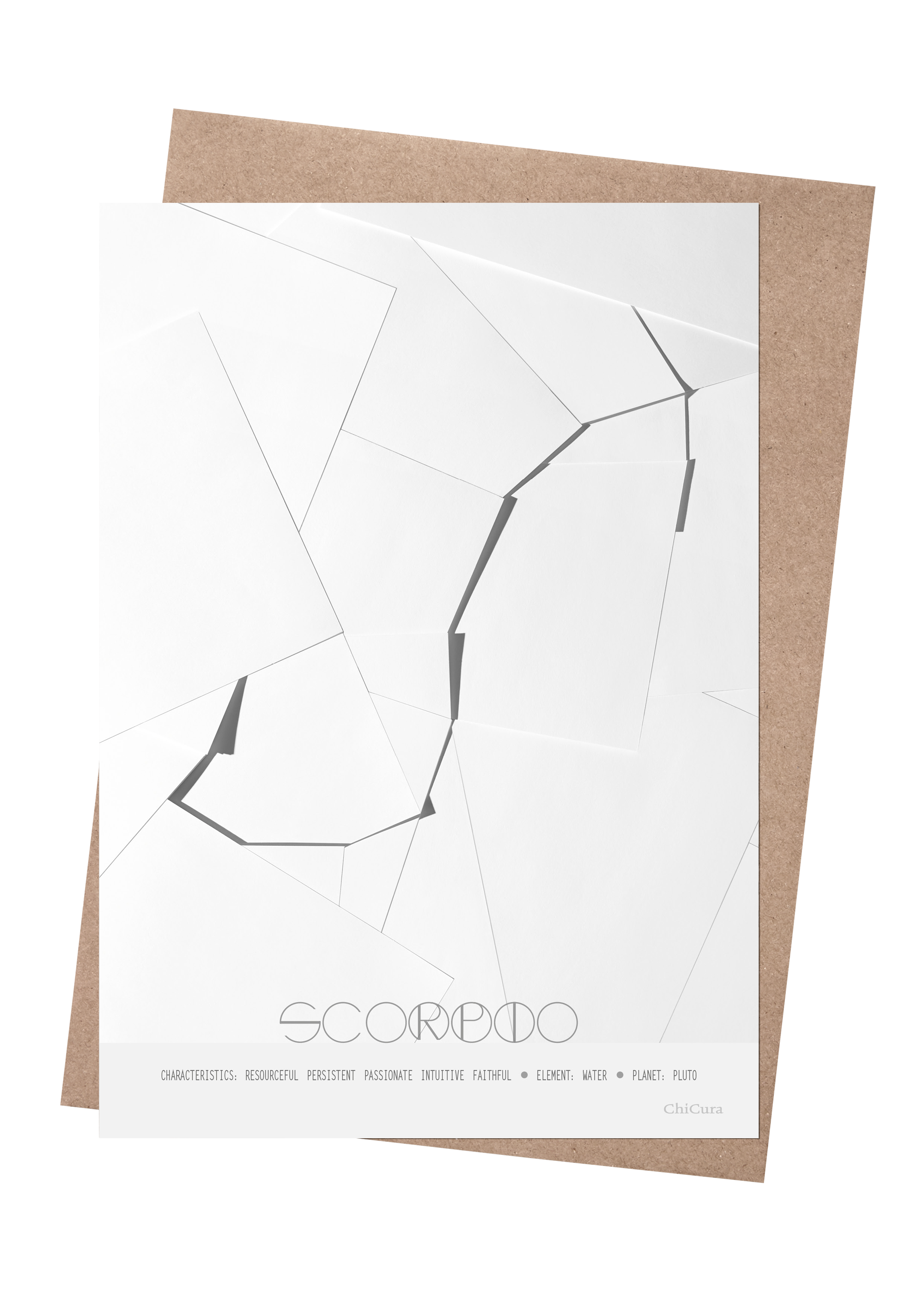ChiCura Living, Art & Frames Scorpio - The Scorpion - A5 Posters / Zodiac Signs Black / White