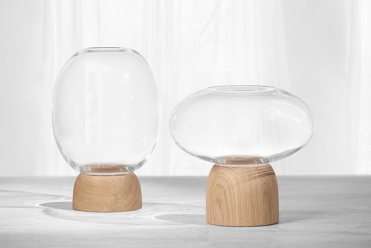 ChiCura Living, Art & Frames Porcini Vase Oak/Clear Glass, h. 22 cm Living / Containers & Vases