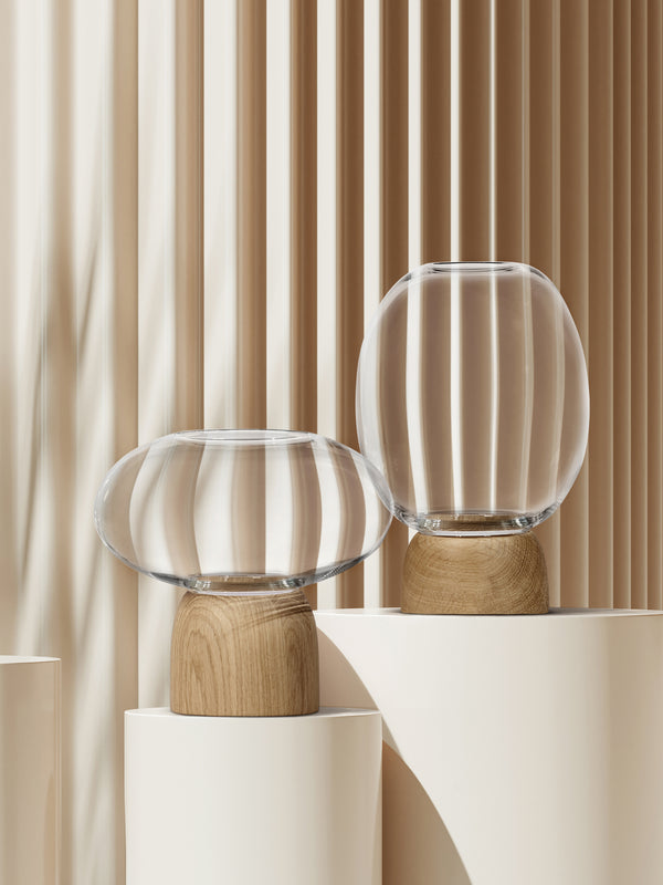 ChiCura Aps Porcini Vase Oak/Clear Glass, h. 22 cm Living / Containers & Vases Oak / Clear