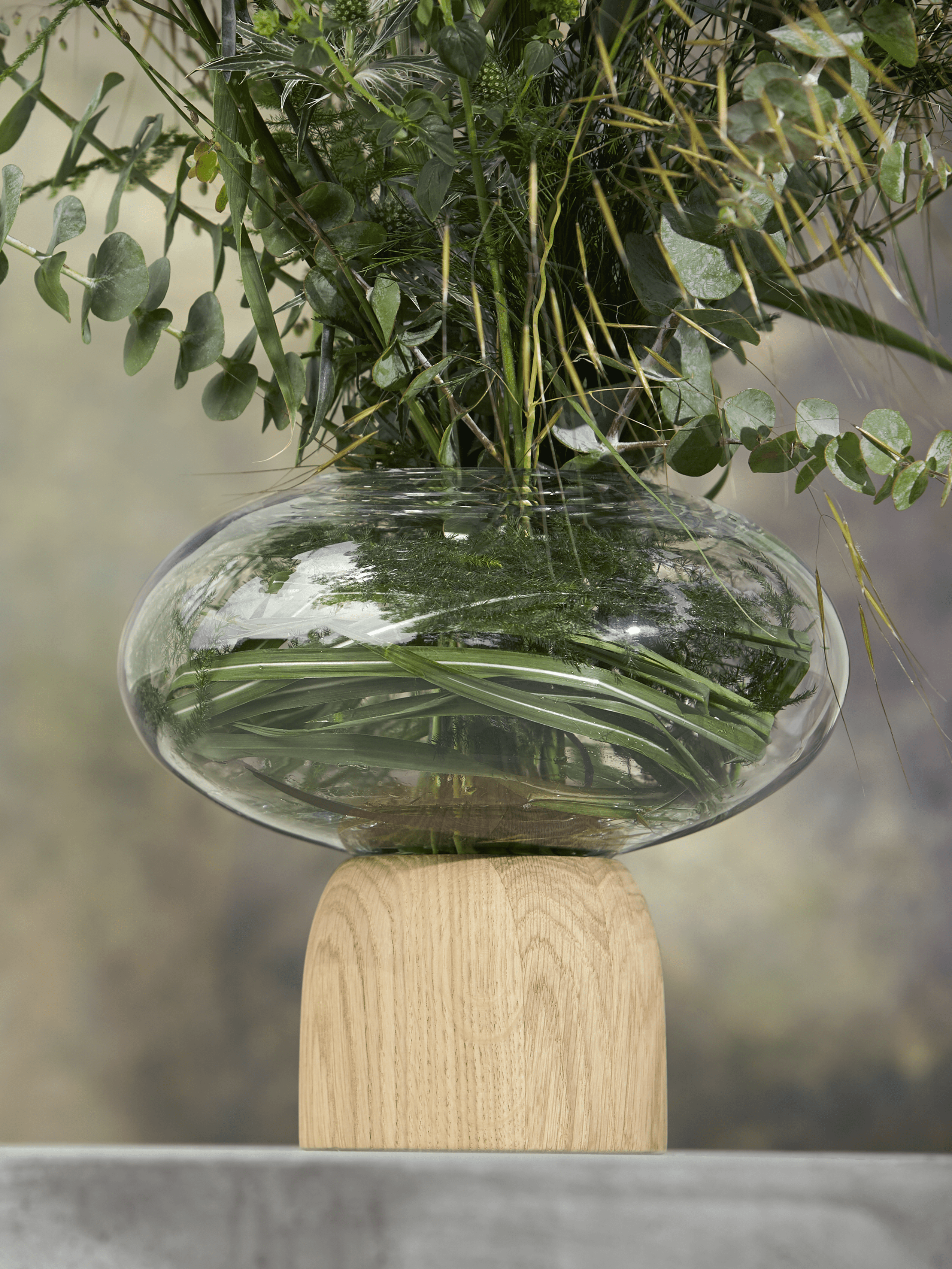 ChiCura Living, Art & Frames Porcini Vase Oak/Clear Glass, h. 22 cm Living / Containers & Vases Oak / Clear