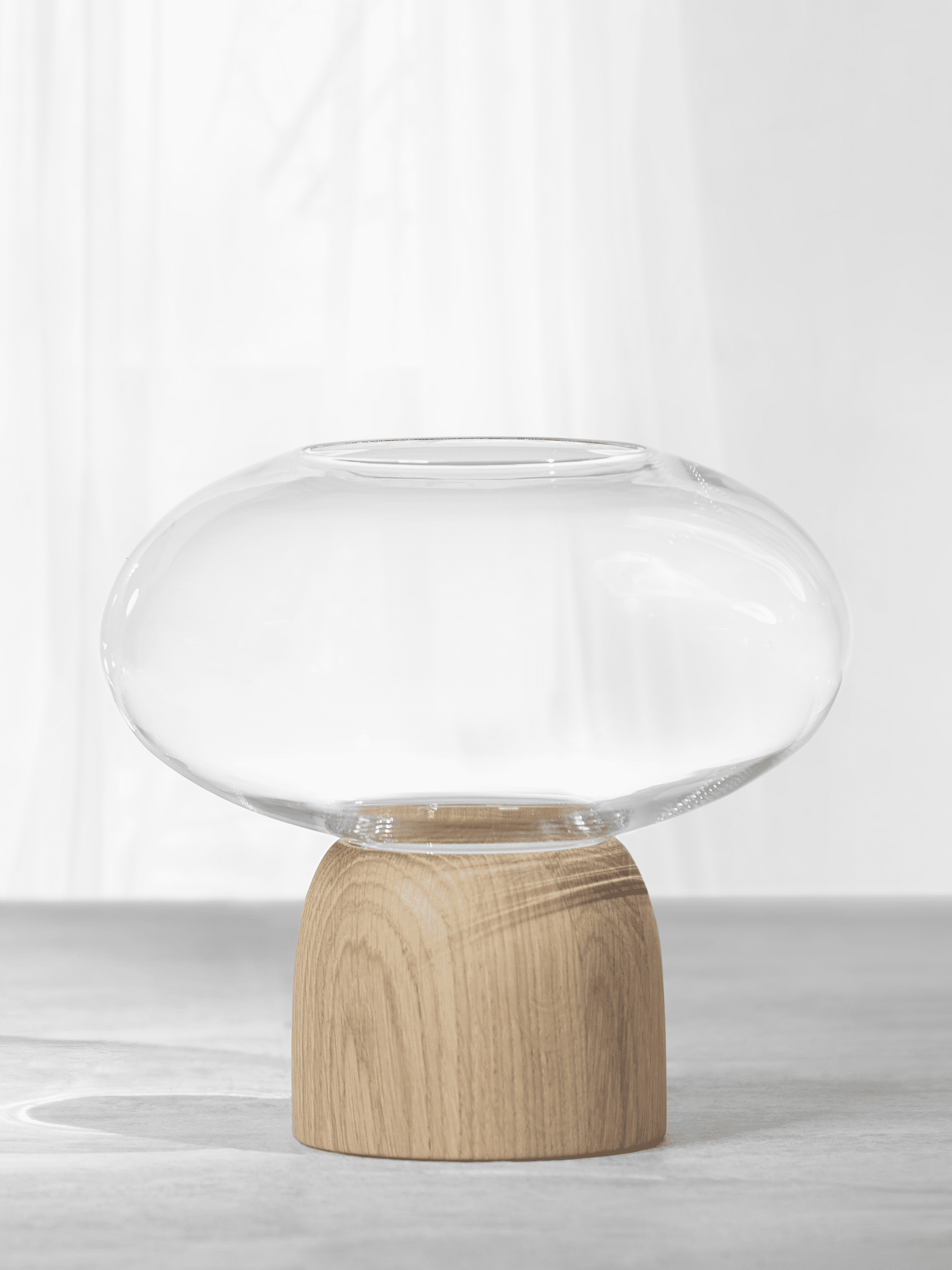 Porcini Vase Oak/Clear Glass, h. 22 cm - ChiCura Copenhagen DK -